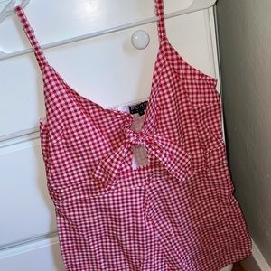 Women’s romper - red checkered
